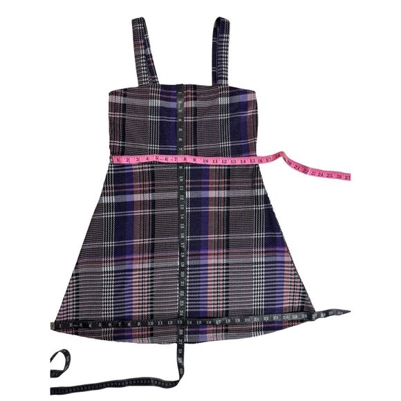 Forever 21 Sleeveless Plaid Mini Dress Size L Multicolor Wide Strap Preppy - Picture 3 of 6
